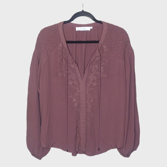 ASTR the Label Mauve Claudine Peasant Top - Picture 2 of 6